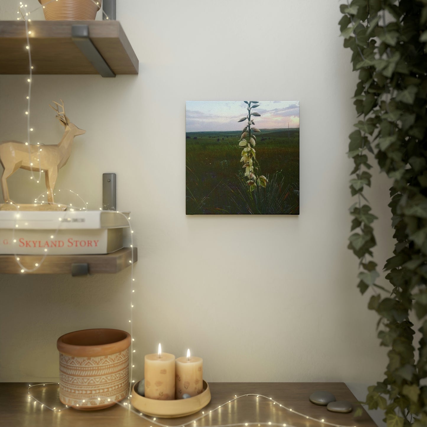 Yucca Cow Canvas Photo Tile