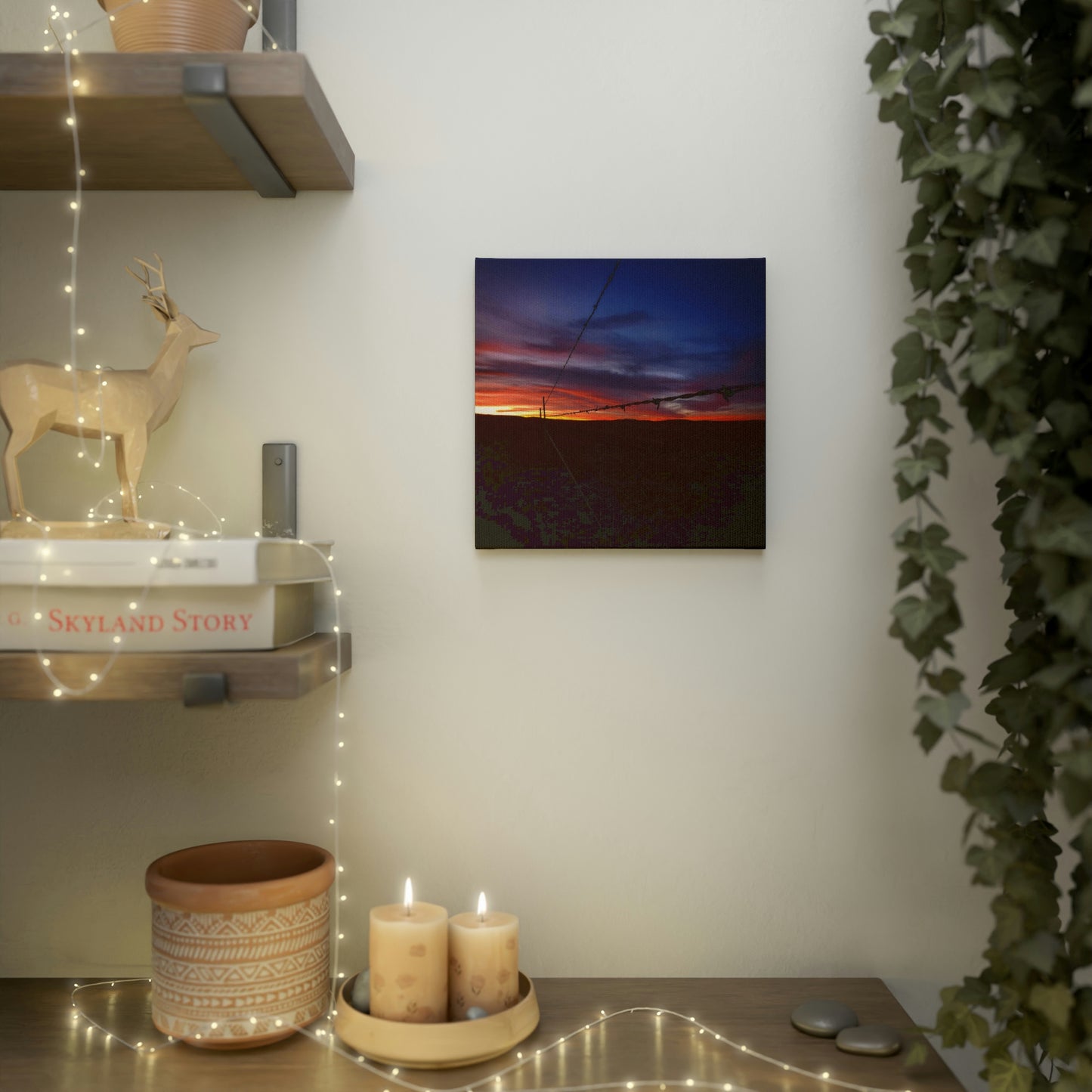 Fence Sunset Canvas Photo Tile