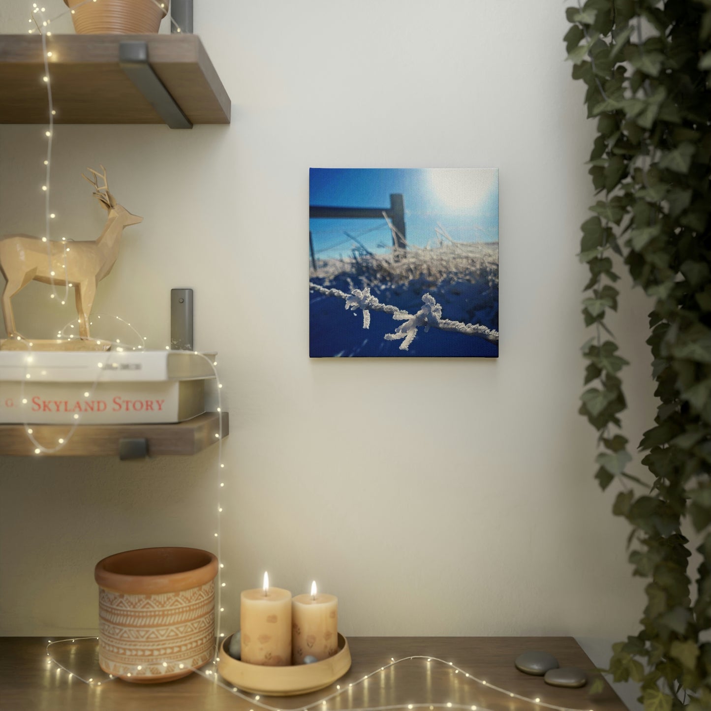 Frosty Barbed-wire Canvas Photo Tile
