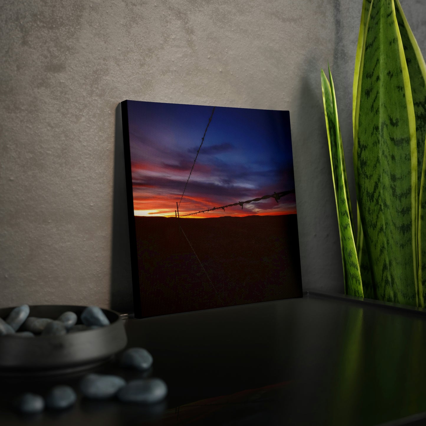 Fence Sunset Canvas Photo Tile