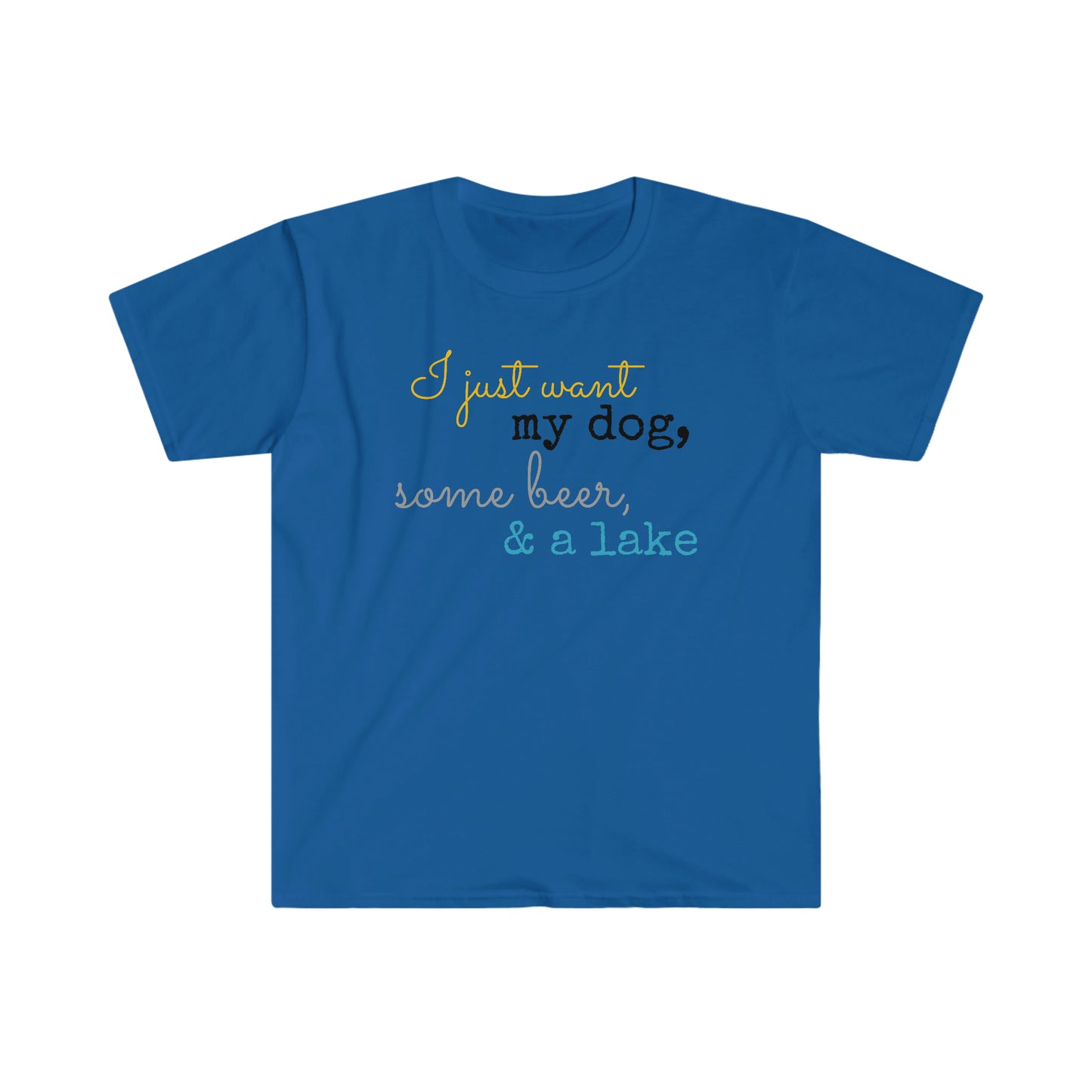 My dog, beer, & a lake - Unisex Softstyle T-Shirt