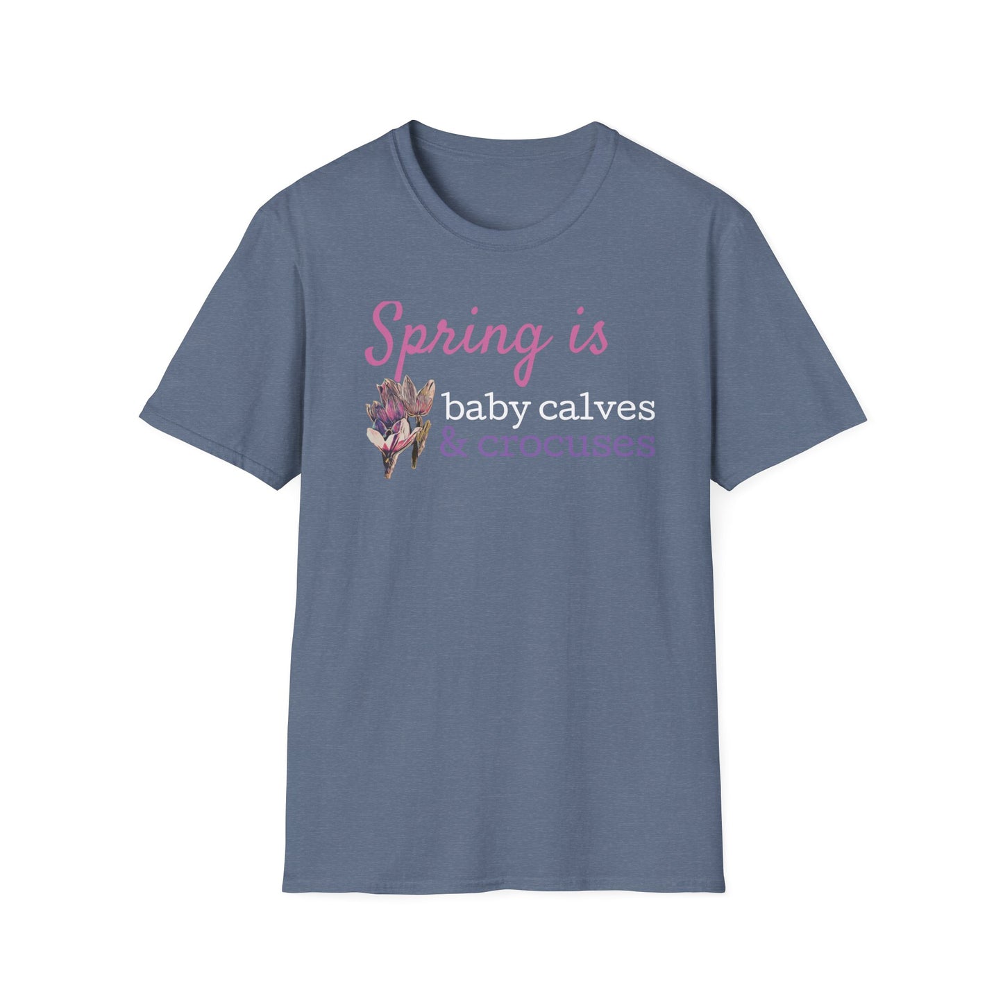 Baby Calves & Crocuses - Colorful Unisex Softstyle T-Shirt