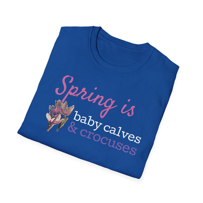 Baby Calves & Crocuses - Colorful Unisex Softstyle T-Shirt