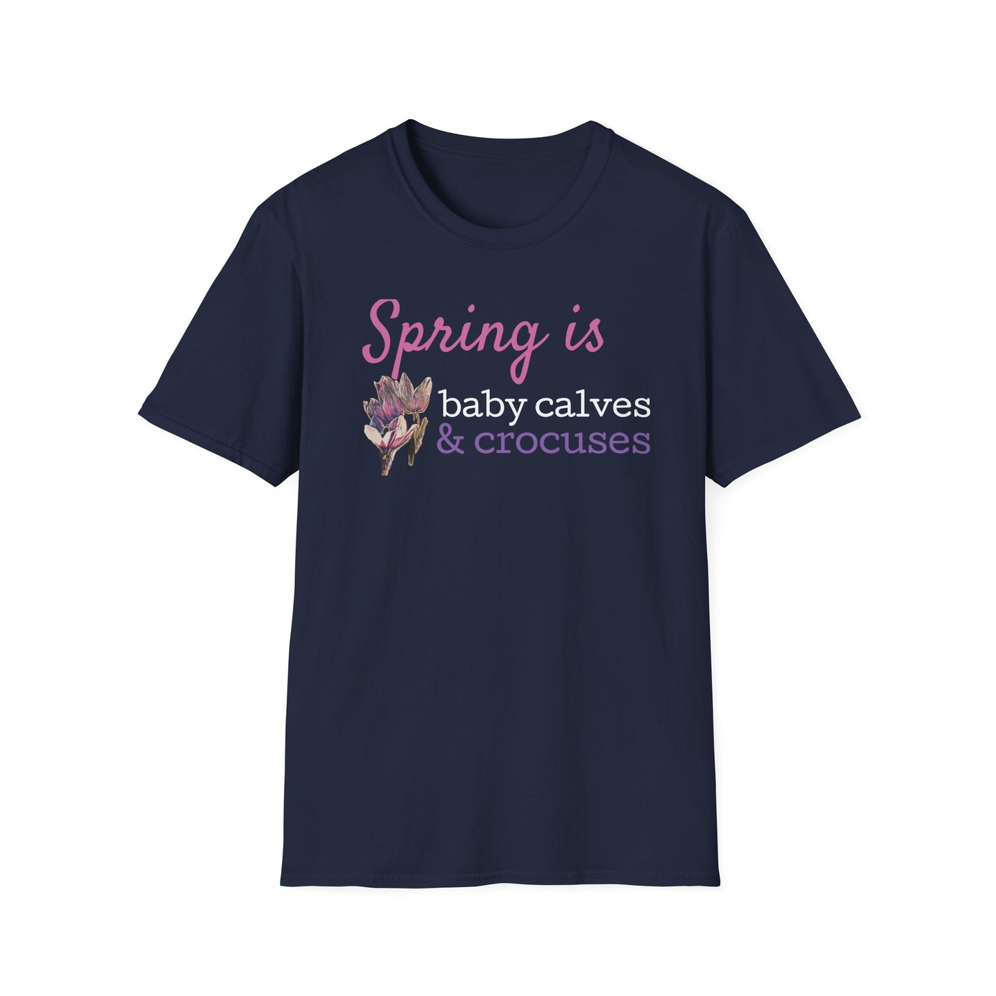 Baby Calves & Crocuses - Colorful Unisex Softstyle T-Shirt