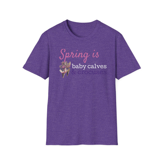 Baby Calves & Crocuses - Colorful Unisex Softstyle T-Shirt