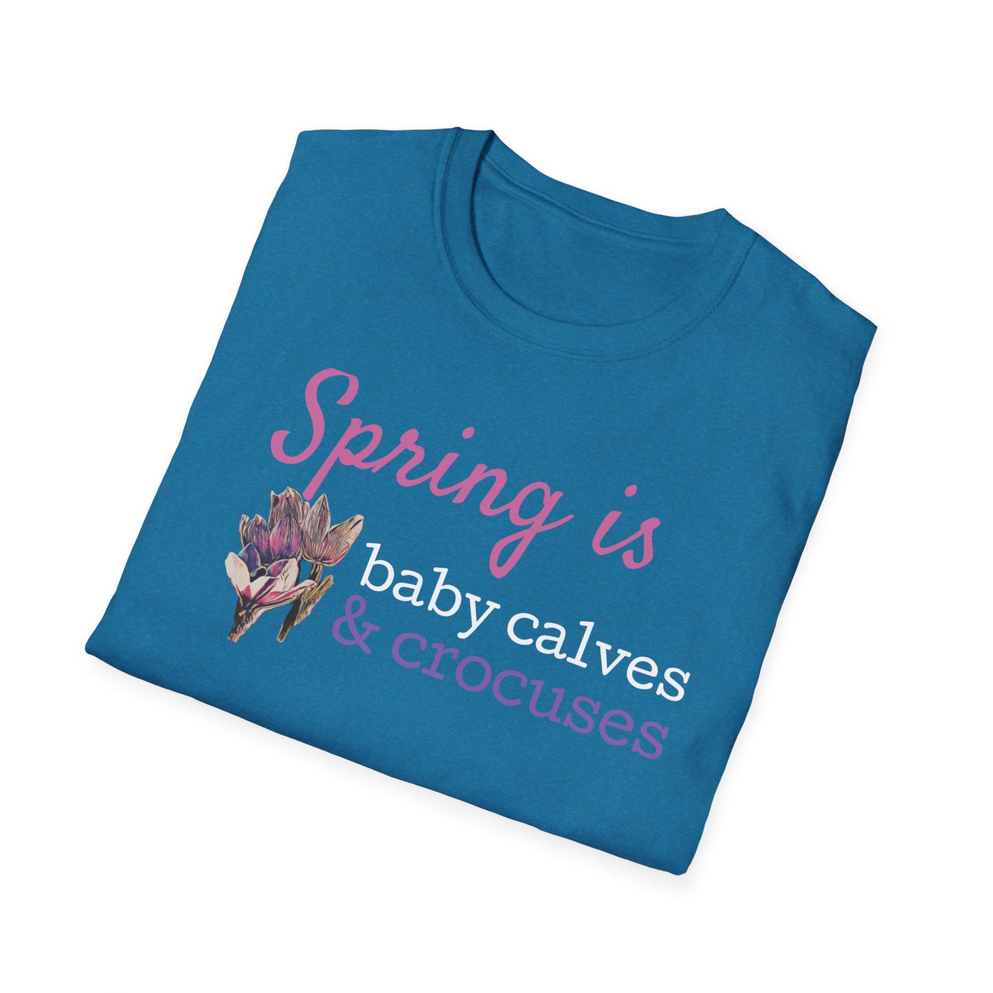 Baby Calves & Crocuses - Colorful Unisex Softstyle T-Shirt