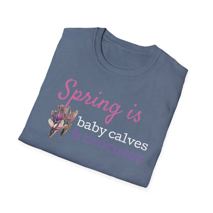 Baby Calves & Crocuses - Colorful Unisex Softstyle T-Shirt