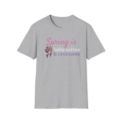 Baby Calves & Crocuses - Colorful Unisex Softstyle T-Shirt