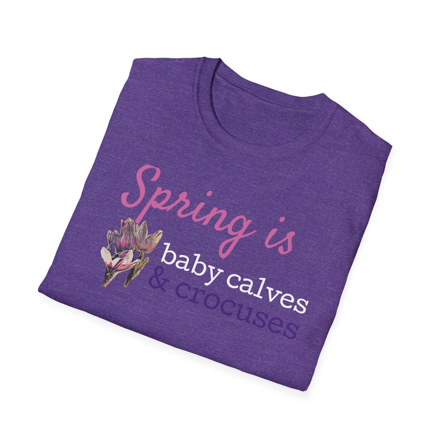 Baby Calves & Crocuses - Colorful Unisex Softstyle T-Shirt