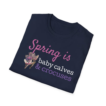 Baby Calves & Crocuses - Colorful Unisex Softstyle T-Shirt