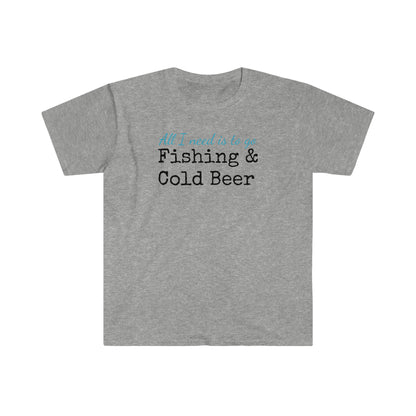 Fishing & Cold Beer Unisex Softstyle T-Shirt