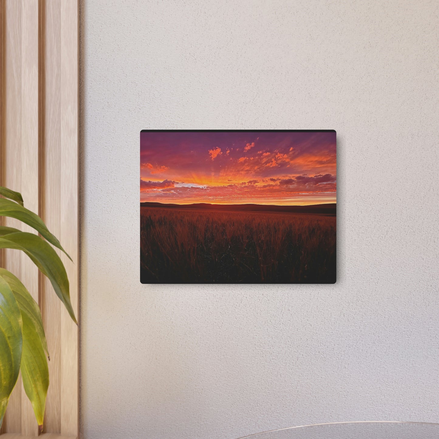 Wheat Field Sunset Metal Art Sign