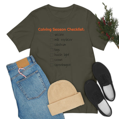 Calving Season Checklist Unisex Jersey Short Sleeve Tee