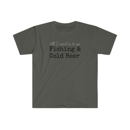 Fishing & Cold Beer Unisex Softstyle T-Shirt