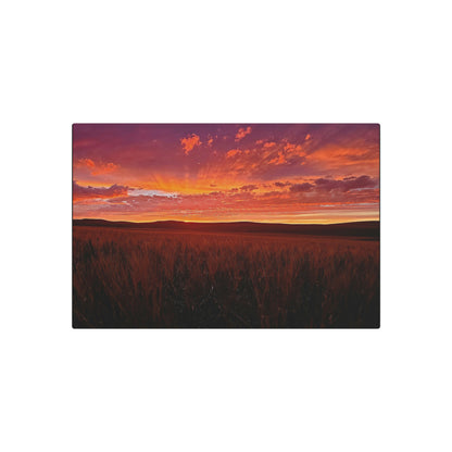 Wheat Field Sunset Metal Art Sign