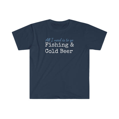 Fishing & Cold Beer Unisex Softstyle T-Shirt