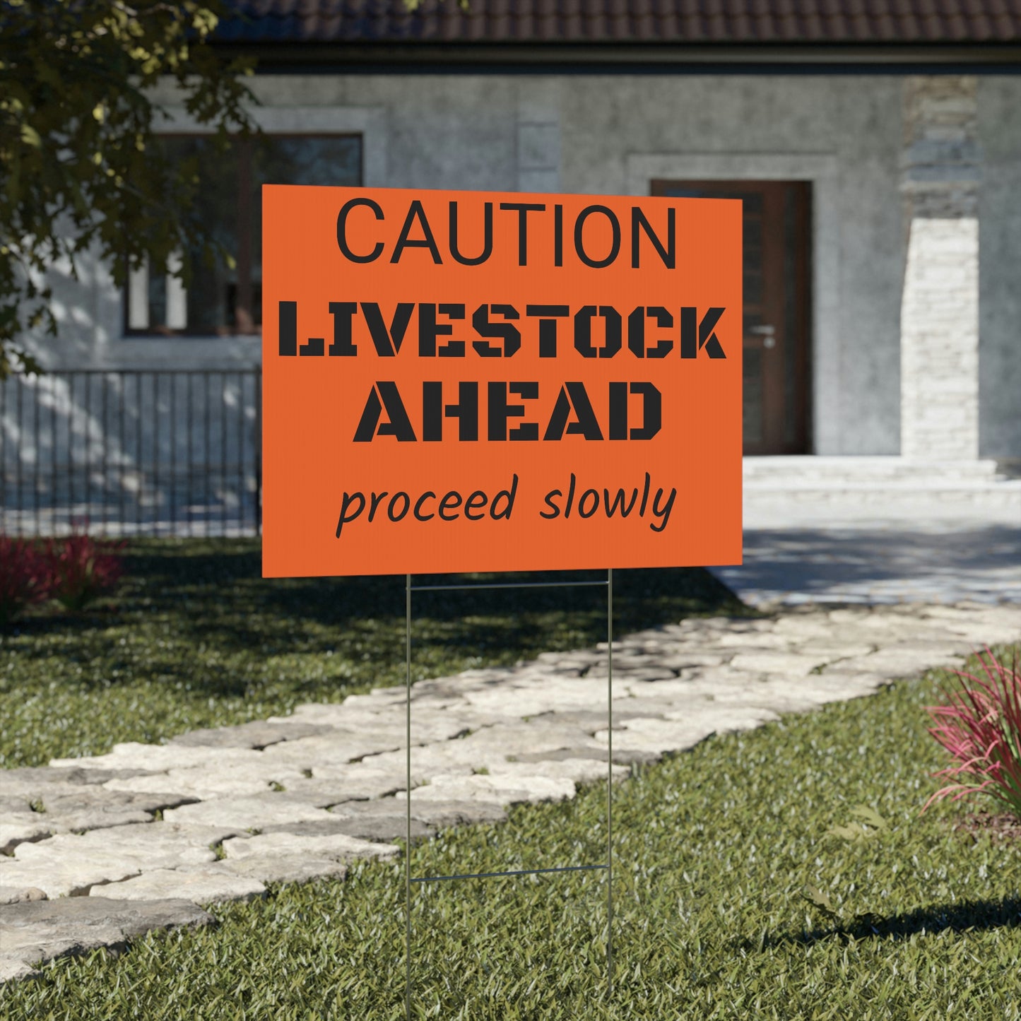 LIVESTOCK AHEAD Yard Sign